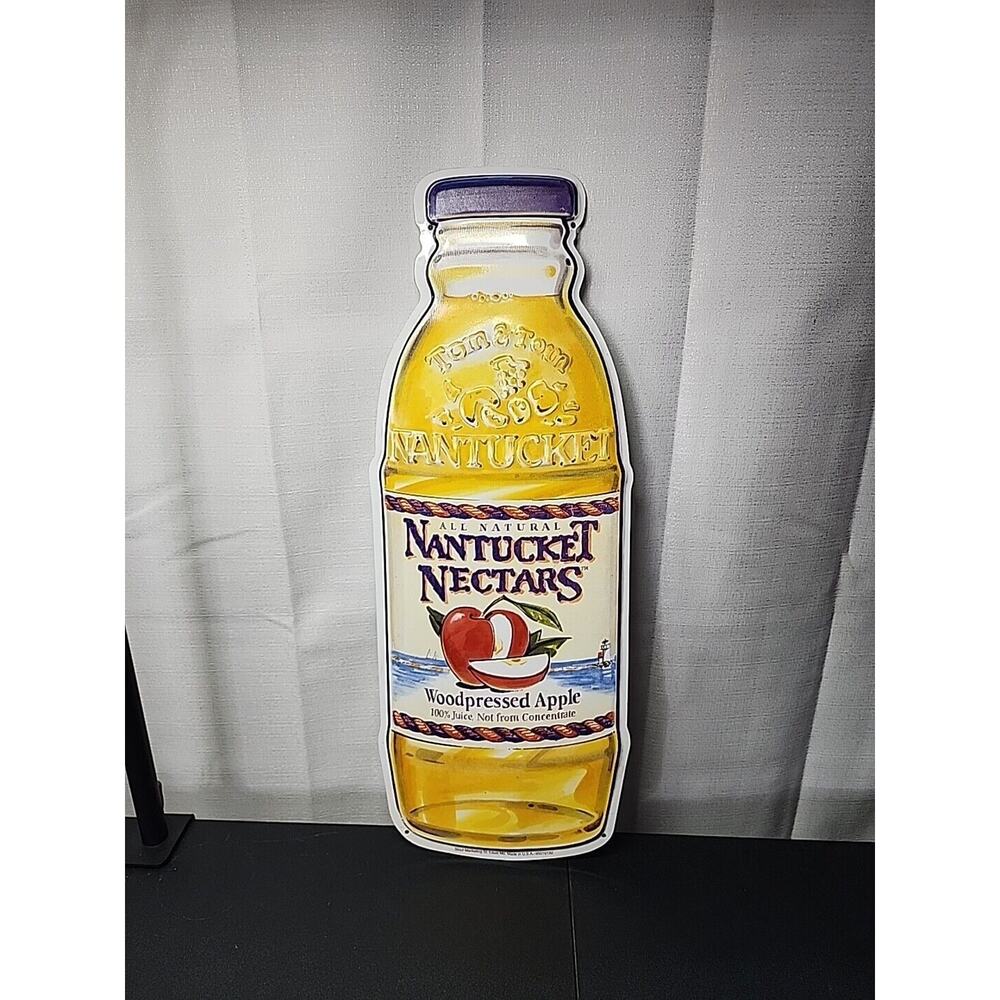 NANTUCKET NECTARS APPLE JUICE ENAMEL METAL ADVERTISING SIGN FRUIT DRINK 20" Tall